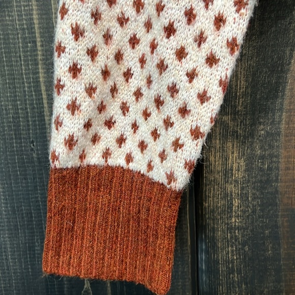 American Eagle Fair Isle Oversized Sweater S Vtg Retro Cropped Mock Cozy Preppy - Picture 3 of 9